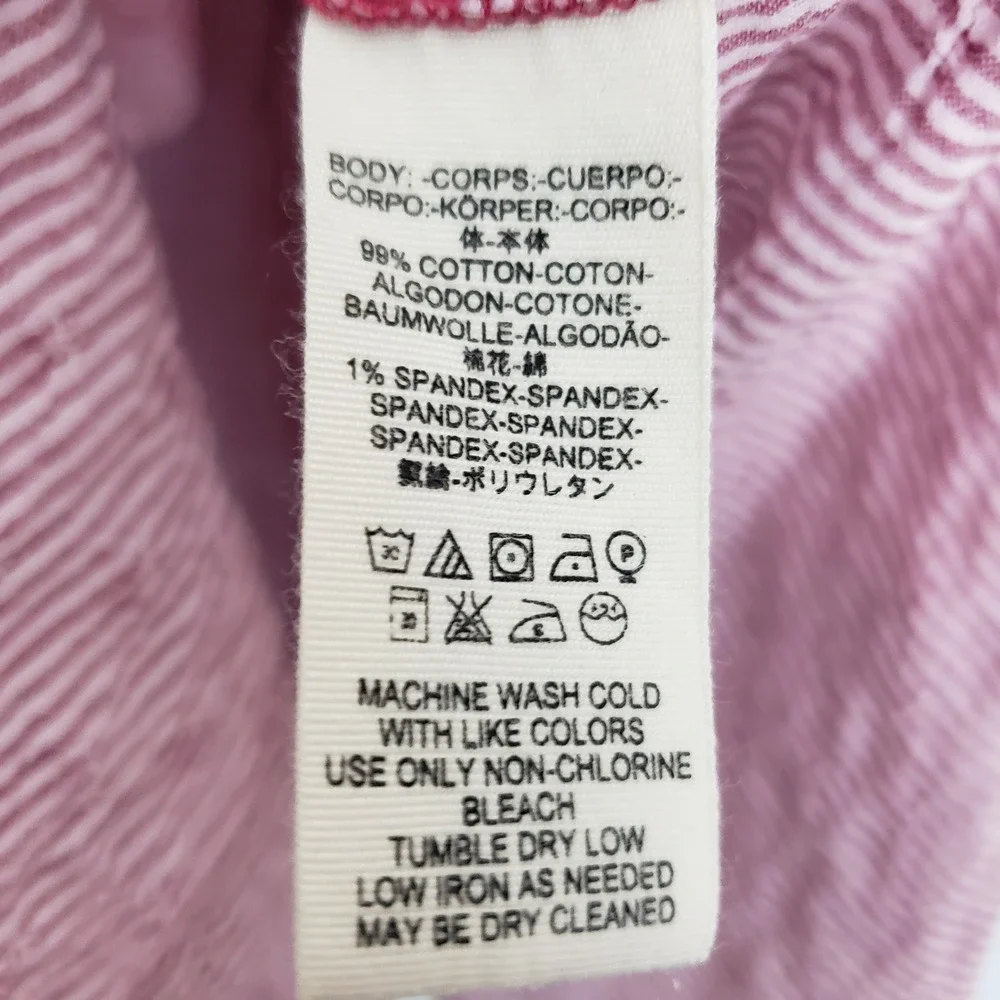 Free People Size XS Crinkle Gauze Button Up Mauve Pink Stripe Cotton Coastal XS